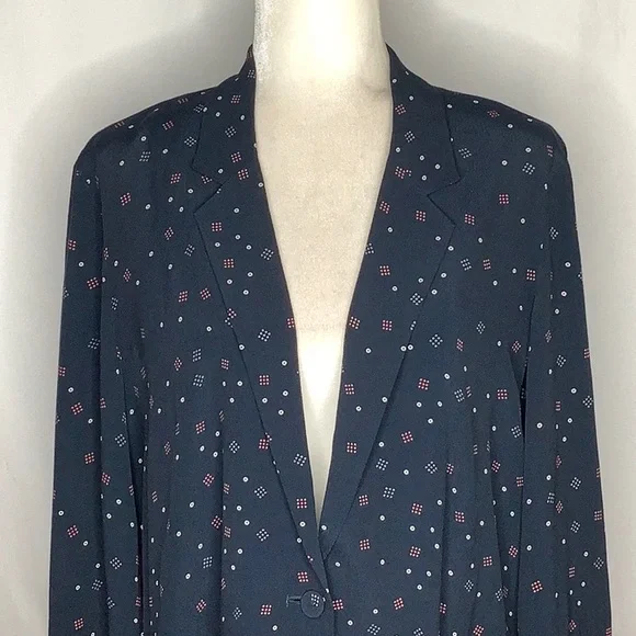 & Other Stories Navy Geometric Print Lightweight Viscose Blazer Size 8 - Picture 1 of 16